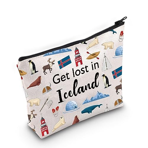 MNIGIU Iceland Travel Gift Get Lost in Iceland Cosmetic Bag for Iceland Traveler Gift Welcome to Iceland Gift (Iceland bag)