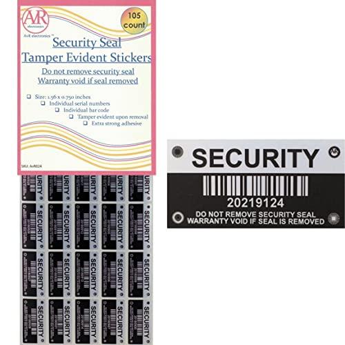 Tamper Evident Stickers, Tamper Proof Security Seal with Individual Serial Numbers and Barcode. Each Sticker is 1.56 x 0.75 inches. Destroyed Upon Removal. Residual Text Left on Item. (105 Stickers)
