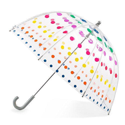 totes Kids Clear Bubble Umbrella with Dome Canopy, Lightweight Design, Wind and Rain Protection, Dots, Kids - 37' Canopy