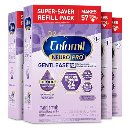 Enfamil NeuroPro Gentlease Baby Formula, Brain Building DHA, HuMO6 Immune Blend, Designed to Reduce Fussiness, Crying, Gas & Spit-up in 24 Hrs, Infant Formula Powder, Baby Milk, 35.2 Oz (Pack of 4)