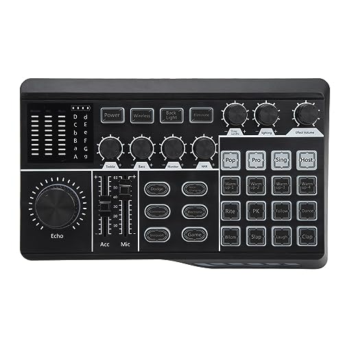 Sound Mixer, Dynamic Microphone Professional Sound Card Streaming Mixer ABS Aluminum Alloy for Gaming