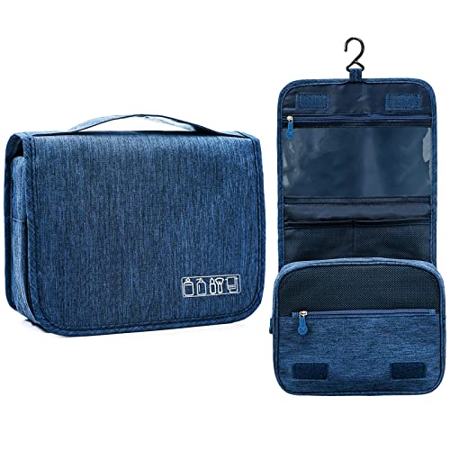 Gofeiby Hanging Toiletry Bag Large Capacity Men and Women Waterproof Travel Cosmetic Bag Bathroom Storage Bag (Blue)