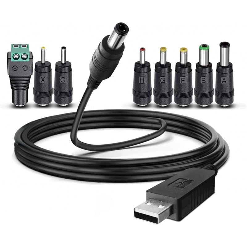 USB 5V to DC 12V 1A(max) Power Cord Cable for Alexa Dot,Smokers,LED Light Strip,BT Speaker,GPS,Router,Grills,Surveillance,CCTV Camera