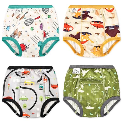 Max Shape Potty Training Underwear for Boys,Washable Baby Boy Toilet Training Pants Training Underwear Fit 4 Pack Cowboy 3T