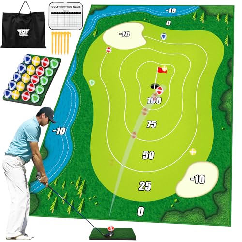 TOY Life Chipping Golf Practice Mats Golf Training Mat Indoor Outdoor Games for Adults Family Kids Outdoor Play Equipment Stick Chip Golf Backyard Game (Copyrighted)(No Club Included)