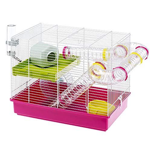 Ferplast Laura Small Hamster Cage | Fun & Interactive Cage Measures 18.11L x 11.61W x 14.8H & Includes All Accessories