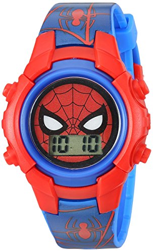 Accutime Kids Marvel Spider-Man Digital Quartz Plastic Watch for Boys & Girls with LCD Display, Red/Blue (Model: SPD4516)