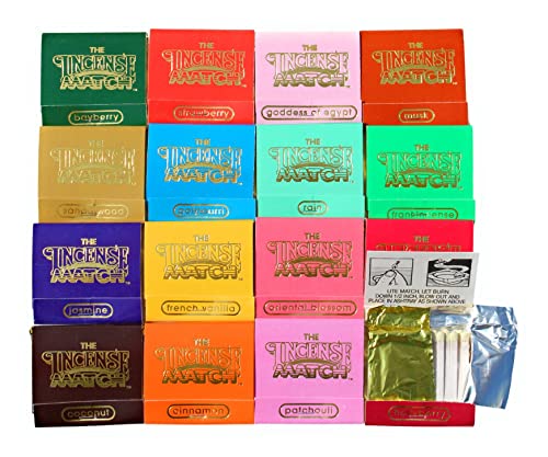 16 Pack Incense Matches: Variety Pack - Eliminates Bathroom Odors While Adding Fragrance - 30 matchsticks per Matchbook, 480 matchsticks per purchase