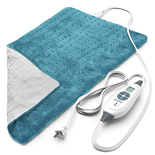 Pure Enrichment PureRelief XL Heating Pad - 12' x 24' Electric Heating Pad for Back Pain & Cramps, 6 Heat Settings, FSA/HSA Eligible, Soft Machine Wash Fabric, Auto-Off & Moist Heat (Blue)