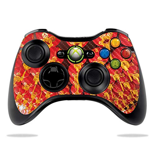 MightySkins Carbon Fiber Skin for Microsoft Xbox 360 Controller - Chinese Lanterns | Protective, Durable Textured Carbon Fiber Finish | Easy to Apply, Remove, and Change Styles | Made in The USA