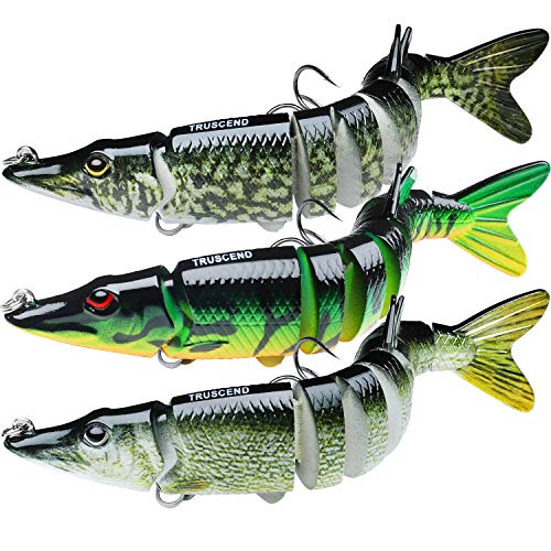 TRUSCEND Fishing Lures for Bass Trout Multi Jointed Swimbaits Slow Sinking Bionic Swimming Lures Bass Freshwater Saltwater Bass Lifelike Fishing Lures Kit