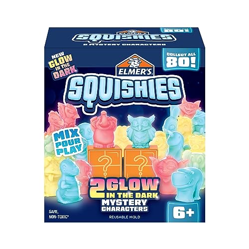 Elmer’s Squishies Kids’ Activity Kit, DIY Glow in The Dark Squishy Toy Kit Creates 2 Mystery Characters, Kids Crafts and Art Supplies for Kids,13 Piece Kit