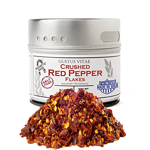 Crushed Red Pepper Flakes - Non GMO Verified - Magnetic Tin - Small Batch - Artisanal Seasoning - Gourmet Spice - 1.2 Ounce