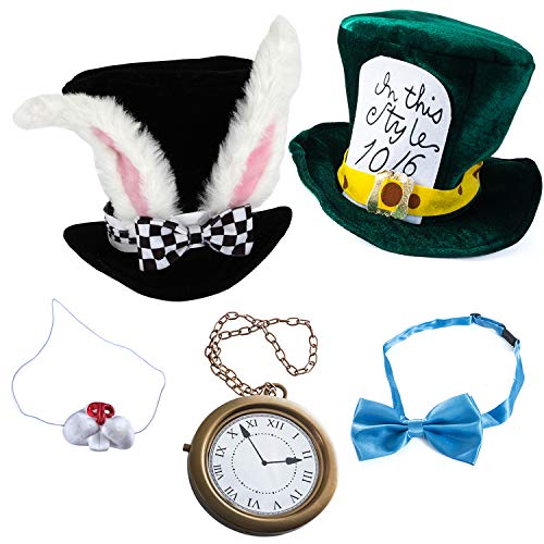 Tigerdoe White Rabbit Costume - Bunny Costume (4 Pc) - Mad Hatter / Playing Cards Costume 4 Pk ( 5 Pc Set)