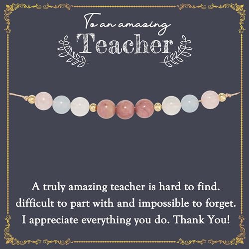 NOURISHLOV Teacher Gifts, Teacher Bracelet, Moonstone Energy Bracelet, Teacher Gifts from Student, Best Teacher Birthday Gifts, Thank You Gifts Ideas, Mentor Advisor Coach Gratitude Gift