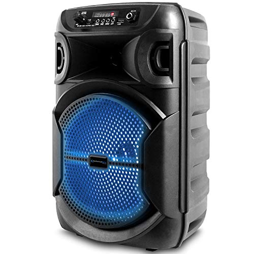Technical Pro 8 Inch Portable 500 Watts Bluetooth Speaker w/Woofer & Tweeter and Portable Microphone w/Digital Processing, XLR to 1/4' for Karaoke (Black, Speaker)
