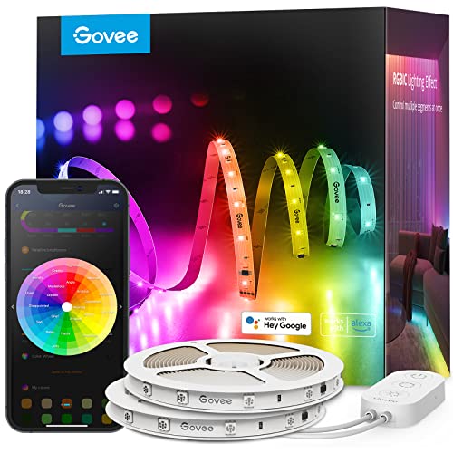 Govee 100ft RGBIC LED Strip Lights, Smart LED Lights Work with Alexa and Google Assistant, WiFi App Control Segmented DIY Multiple Colors, Color Changing Lights Music Sync, LED Lights for Bedroom