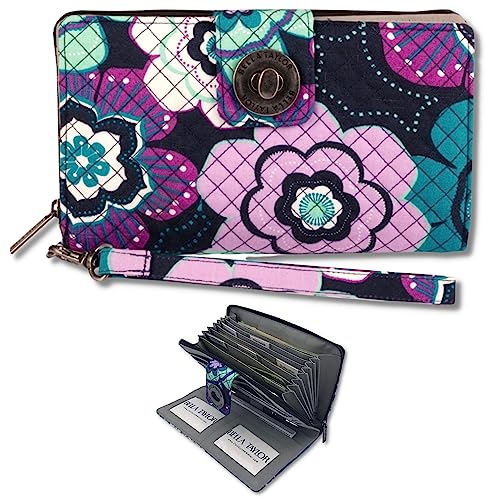 Bella Taylor RFID Wristlet Cash System Wallet for Cash Envelope Budgeting | Money Organizer Budget Wallet | Cash Stuffing Wallet | Mulberry Quilted Cotton