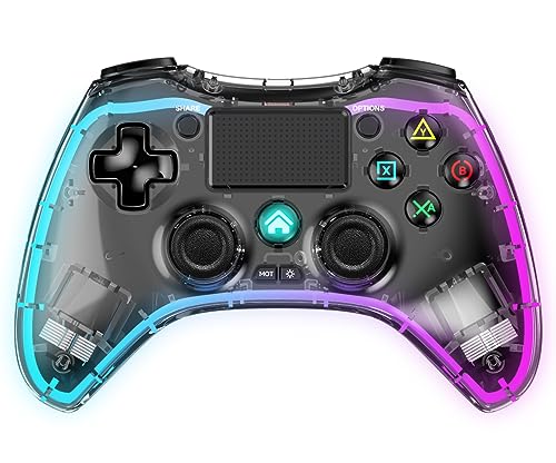 SWCTIM Repalcemet for PS4 Controller Wireless Compatible with PS 4/Slim/Pro/PC.Wireless Gamepad Joystick with Dual Vibration and Headset Jack/6-Axis Motion Sensor/Touch Pad