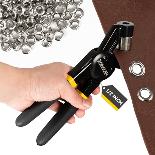 Heavy Duty Grommet Tool Kit with 1/2 Inch Die and 300 Sets of 12MM Grommets,Handheld Manual Eyelet tool Rivet Press punch Pliers for Leather Canvas Fabric.