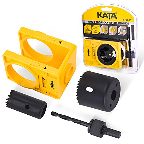 KATA 1-3/8' - 1-3/4' Door Lock Installation Kit for Wooden Doors with Guide Template, Door Lock Hole Saw, Carbon Steel