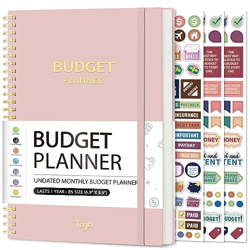 Budget Planner - Monthly Budget Book with Expense Tracker Notebook, Undated Bill Organizer & Finance Planner to Take Control of Your Money, 2024-2025 Account Book to Manage Your Finances-Pink