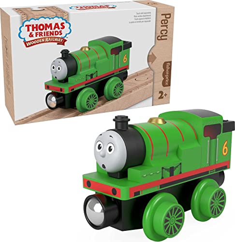 Thomas & Friends Wooden Railway Toy Train Percy Push-Along Wood Engine For Toddlers & Preschool Kids Ages 2+ Years