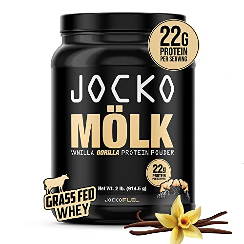 Jocko Mölk Whey Protein Powder (Vanilla) - Keto, Probiotics, Grass Fed, Digestive Enzymes, Amino Acids, Sugar Free Monk Fruit Blend - Supports Muscle Recovery & Growth - 31 Servings (2lb Old Tub)