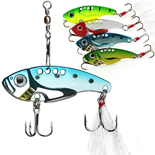 Sougayilang Spinner Spoon Blade Swimbait Freshwater Saltwater Fishing Tackle Lures and Baits-4pcs