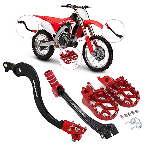 CRF250R CRF450R Parts,Motorcycle Gear Shifter Shift Lever + Rear Brake Pedal Foot Lever + Foot Pegs CNC For CRF250R 2018-2022 CRF250RX 2019-2022 CRF450R CRF450RX 2017-2022 Dirt Bike Supermoto Red