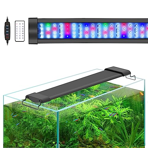 Lominie LED Aquarium Light 72W, Full Spectrum Aquarium Plant Light Bar 224PCS LED Dimmable Fish Tank LED Light for 48~54Inch Freshwater Aquarium with Remote Controller(G80)
