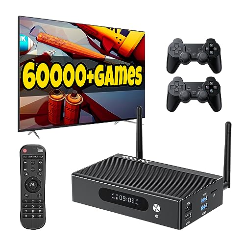 Kinhank Super Console X3 Pro Video Game Console Pre-Built-in 60000+Games, Retro Game Console muELEC 4.6/Android 9.0/CoreE 3 Systems in 1,8K UHD Display,with 2 Conreollers