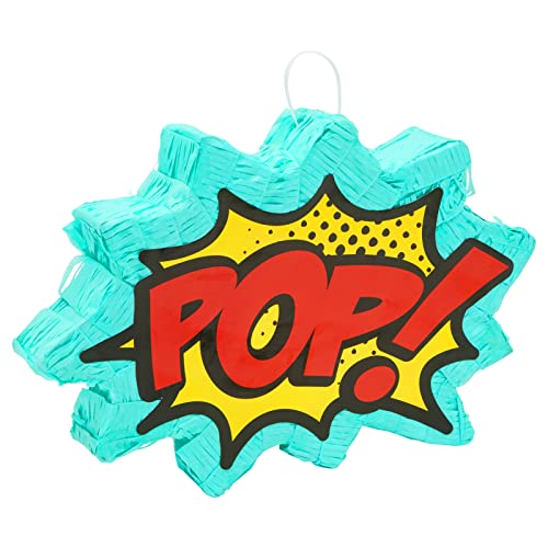 Comic Book Pop Pinata - Superhero-Themed Birthday Pinata for Boys, Comic Birthday Party Decoration (17x3x11.7 In)