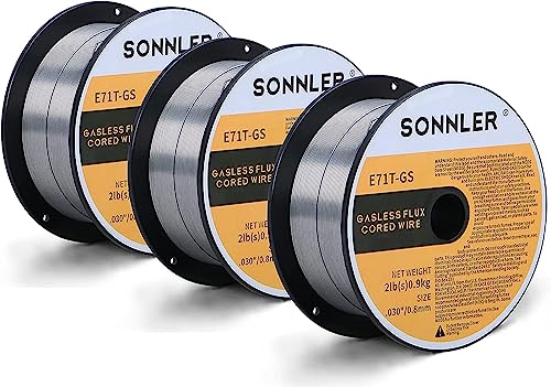 SONNLER .030 Flux Core Welding Wire, Mig Welding Wire, 2Lbs Low Splatter Mild Steel E71T-GS Wire Compatible With HF Fourney Harbor Welder(3 PACK)