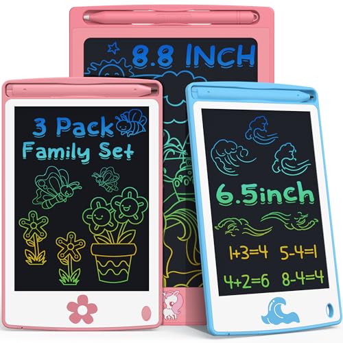 Hockvill LCD Writing Tablet for Kids 3 in 1 Pack, 8.8 Inch Learning Toys for 3 4 5 6 7 8 Year Old Girls Boys, Toddler Drawing Pad Doodle Board Travel Essentials Christmas Birthday Gift for Children