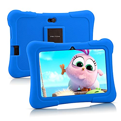 PRITOM 7 inch Kids Tablet, Quad Core Android OS, 32GB, WiFi, Bluetooth, Dual Camera, Educationl, Games,Parental Control, Kids Software Pre-Installed with Kids-Tablet Case (Dark Blue)