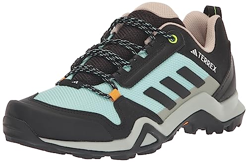 adidas Women's Terrex AX3 Sneaker, Semi Flash Aqua/Core Black/Preloved Yellow, 9