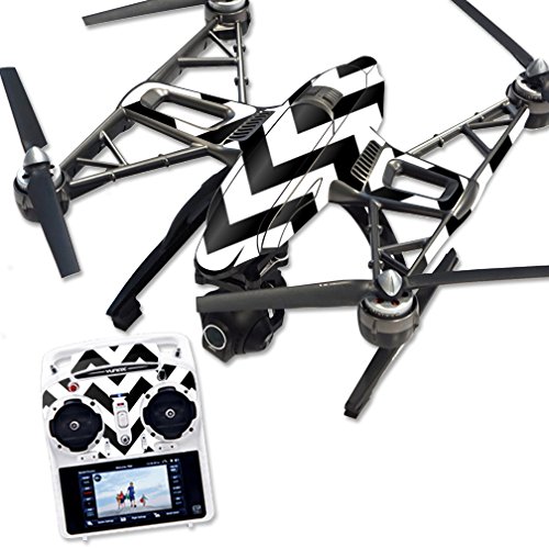 MightySkins Skin Compatible with Yuneec Q500 & Q500+ Quadcopter Drone wrap Cover Sticker Skins Black Chevron