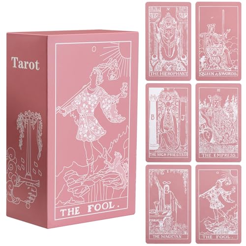 Erbacan Classic Pink Tarot Cards with Guidebook-Tarot Cards for Beginners-Learining Tarot Deck with Guidebook(Without Pouch Bag)
