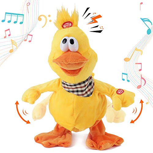 Cuteoy 13' Quacking Duck Musical Stuffed Animal Duckling Walking Singing Waving Ducky Interactive Animate Barn Plush Toy Gift for Kids Boys Girls Holiday Christmas