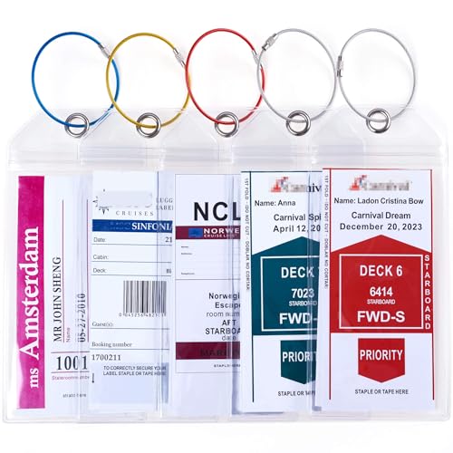 Cruise Ship Essentials for Carnival, Princess, Norwegian Cruise Luggage tag Holder Rainproof & Reusable