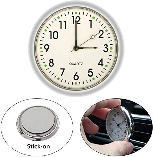 EEEkit Stick On Analog Car Clock, Mini Tiny Small Luminous Car Vent Clocks Watch for Dashboard Boat Bike Home