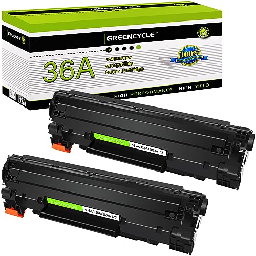 greencycle 2PK Replacement Compatible for HP 36A CB436A Black Mono Laser Toner Cartridge Ink use in Laserjet M1522n MFP M1522nf MFP P1505 P1505n M1120 MFP M1120n MFP M1522 MFP 1522F MFP MFP M1550