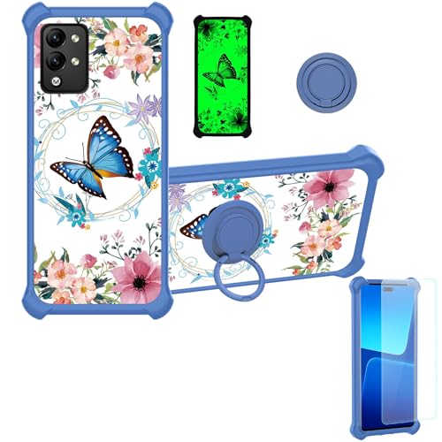 jioeuinly Maxwest Astro A64 Case Compatible for Maxwest Astro A64 Phone Case Cover [with Tempered Glass Screen Protector][Hard PC + Soft Silicone][Ring Support] [Luminous Effect] YGL-LHD