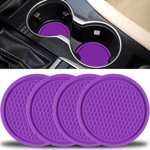 SINGARO Car Cup Coaster, 4PCS Universal Non-Slip Cup Holders Embedded in Ornaments Coaster, Car Interior Accessories, Purple