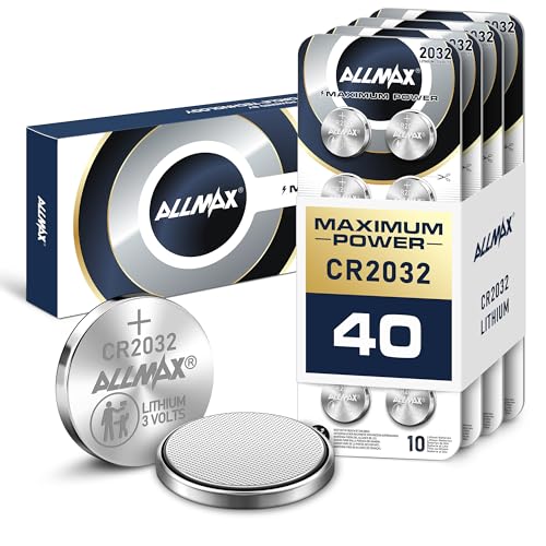 Allmax CR2032 Maximum Power Lithium Coin 3V Battery (40 Count) – Ultra Long-Lasting, 10-Year Shelf Life, Leakproof Design, Maximum Performance