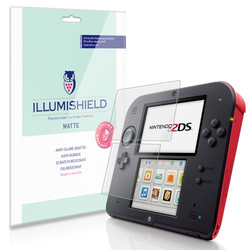 ILLUMISHIELD Matte Screen Protector Compatible with Nintendo 2DS (3-Pack) Anti-Glare Shield Anti-Bubble and Anti-Fingerprint PET Film