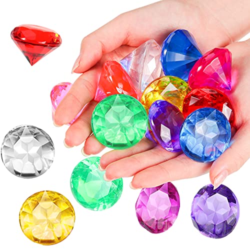 Acrylic Diamond Large Gems Pirate Round Treasure Toy Gems Colorful Treasure Round Gemstones Diamond Shaped Gemstones Large Acrylic Gems for Home Table Scatters Vase Fillers Party Decoration