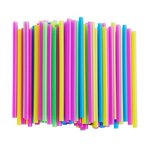ALINK Assorted Bright Colors Jumbo Smoothie Straws, Wide Plastic Disposable Straws, Pack of 100 Pieces