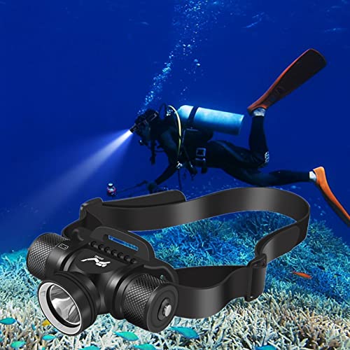 WINDFIRE Scuba Diving Light, 5000 Lumen Diving Flashlight Headlamp, 5 Lighting Modes Dive Flashlight, Ultra Bright IPX8 Waterproof Underwater 80 Meters Safety Snorkeling Head Light with Charger